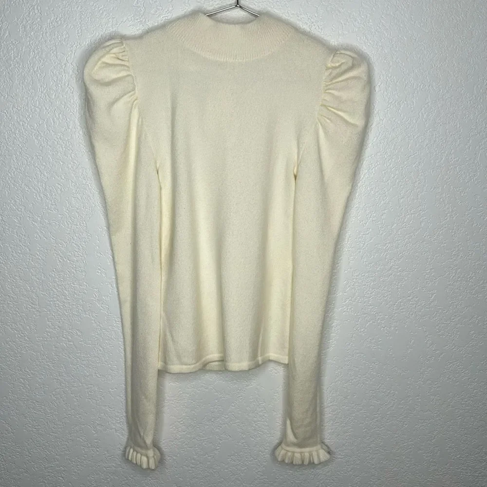 NWT LPA Marie Sweater Open Back Puff Sleeves in Cream Revolve Small